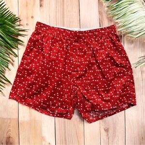 J. CREW Heart Print Boxer Shorts - Red, Medium (32-34) | 100% Cotton
